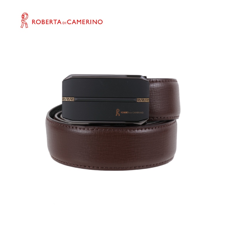 【Roberta di Camerino】頭層牛皮 - RHOMBUS 自動扣皮帶 咖啡色 - 1(050R-C05-02 1)✿30B001
